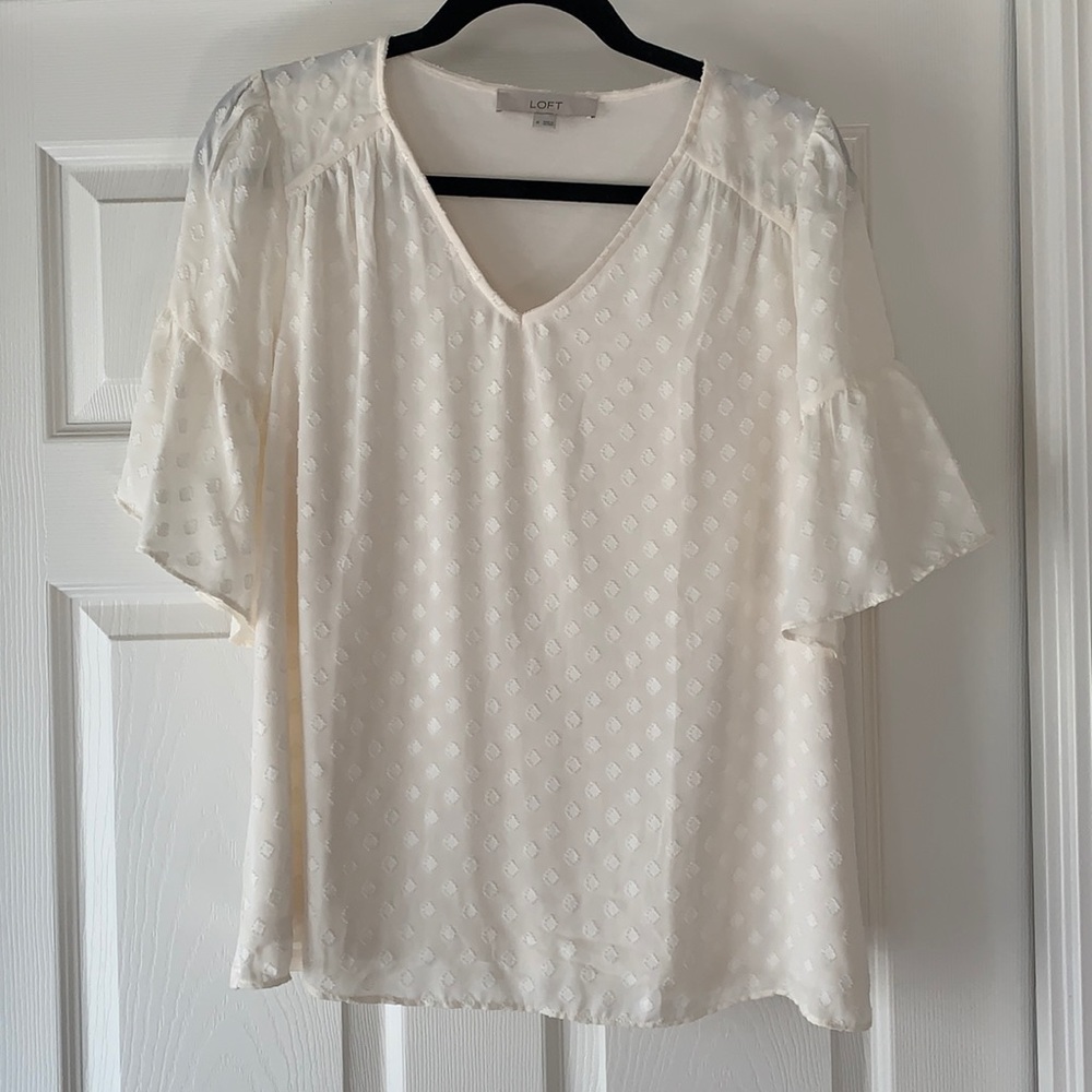 LOFT Cream Short Sleeve Top